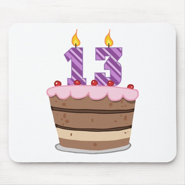 Age 13 on Birthday Cake Mouse Pad (Front)