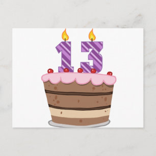 Age 13 on Birthday Cake Postcard