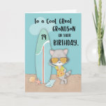 Age 14 Great Grandson Birthday Beach Funny Raccoon Card<br><div class="desc">Get this card to surprise your cool great grandson when the celebration of his 14th birthday finally arrives. This card is just perfect for young guys like him who loves to spend time on the beach during summer. He will find his new cool raccoon companion on the cover too.</div>