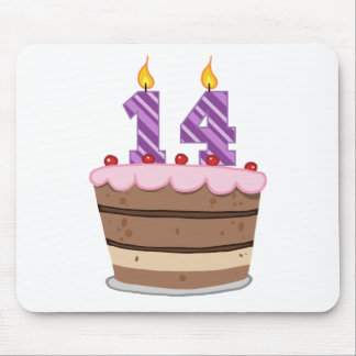 Age 14 on Birthday Cake Mouse Pad