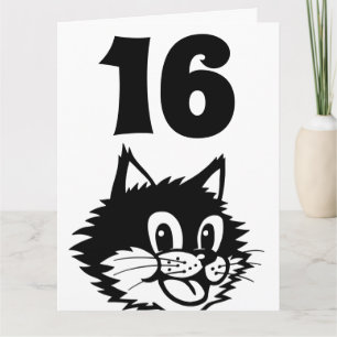 AGE 16 BIRTHDAY CAT CARD