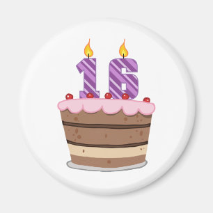 Age 16 on Birthday Cake Magnet