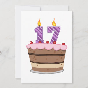Age 17 on Birthday Cake Card