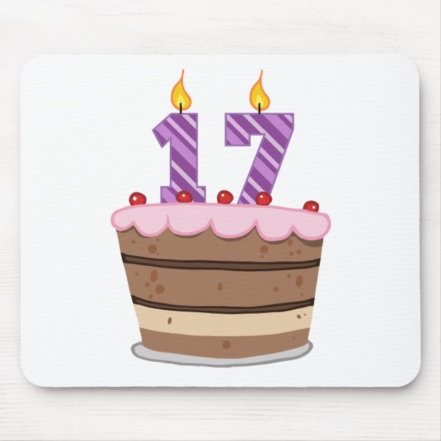 Age 17 on Birthday Cake Mouse Pad (Front)