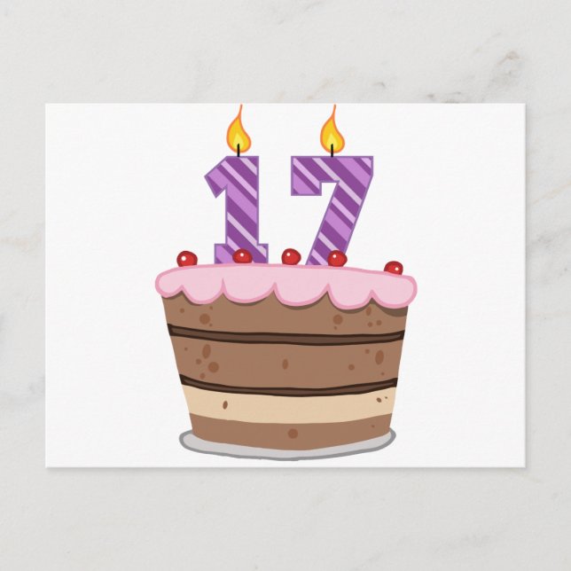 Age 17 on Birthday Cake Postcard (Front)