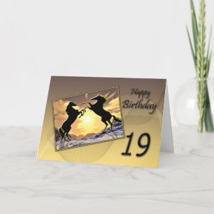Âge 19, carte d'anniversaire avec chevaux d'élevag