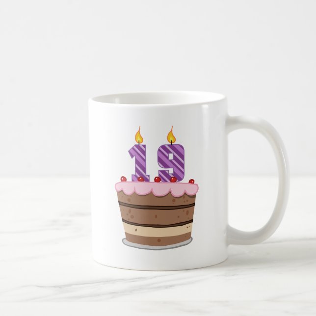 Age 19 on Birthday Cake Coffee Mug (Right)