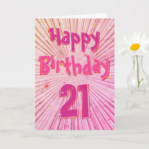 Age 21 Fun 3D Pink Candy 21st Birthday Card