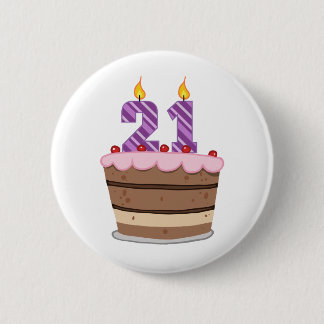 Age 21 on Birthday Cake 2 Inch Round Button