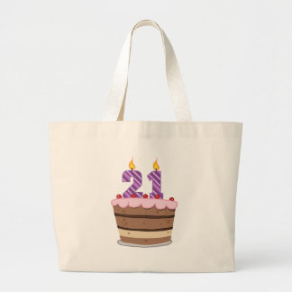 Age 21 on Birthday Cake Large Tote Bag