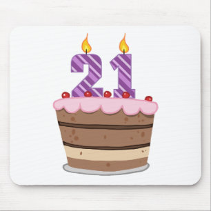 Age 21 on Birthday Cake Mouse Pad