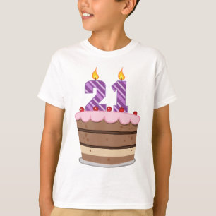 Age 21 on Birthday Cake T-Shirt