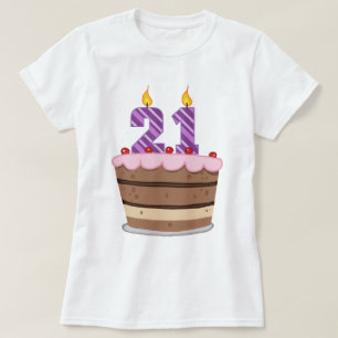Age 21 on Birthday Cake T-Shirt