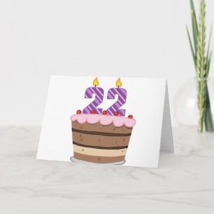Age 22 on Birthday Cake Card