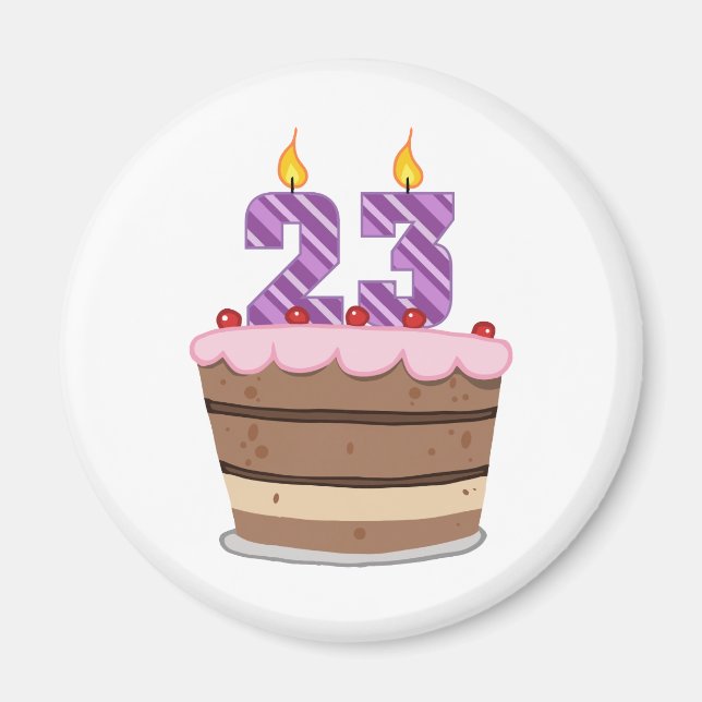 Age 23 on Birthday Cake Magnet (Front)
