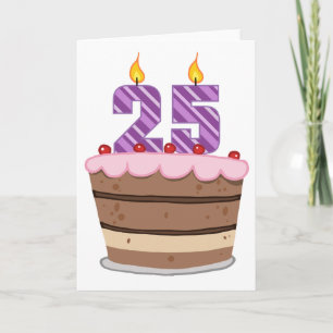Age 25 on Birthday Cake Card