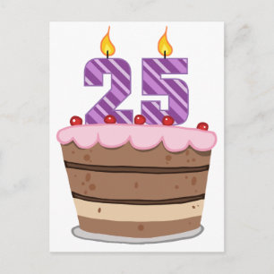Age 25 on Birthday Cake Postcard
