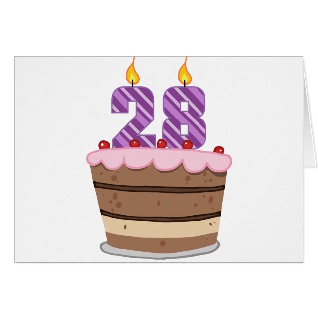 Age 28 on Birthday Cake (Front Horizontal)