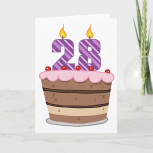 Age 28 on Birthday Cake Card
