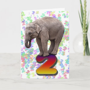 Âge 2, une carte d'anniversaire d'éléphants heureu