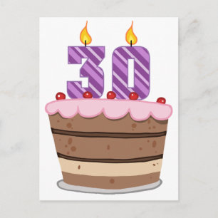 Age 30 on Birthday Cake Postcard