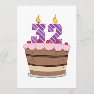 Age 32 on Birthday Cake Card