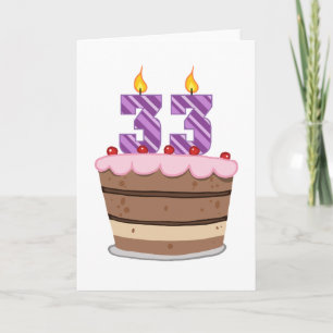 Age 33 on Birthday Cake Card