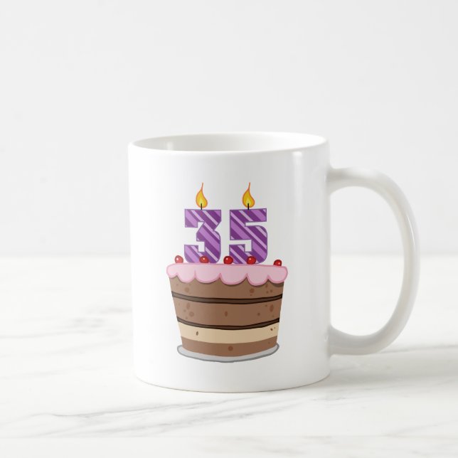 Age 35 on Birthday Cake Coffee Mug (Right)