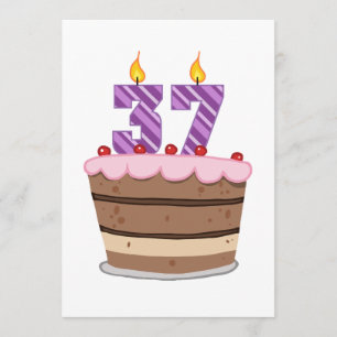Age 37 on Birthday Cake Card