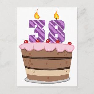 Age 38 on Birthday Cake Postcard