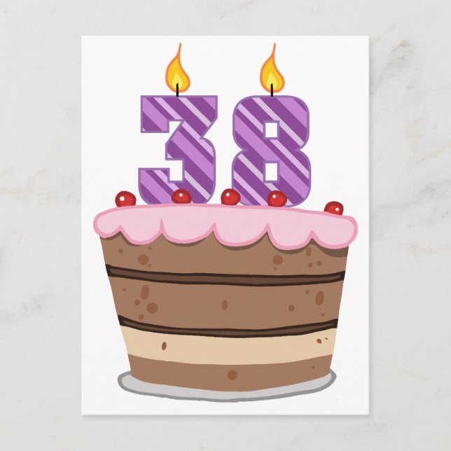 Age 38 on Birthday Cake Postcard (Front)