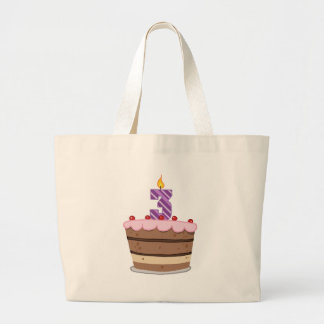 Age 3 on Birthday Cake Large Tote Bag