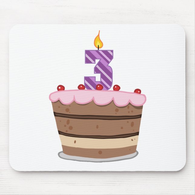Age 3 on Birthday Cake Mouse Pad (Front)