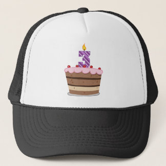 Age 3 on Birthday Cake Trucker Hat