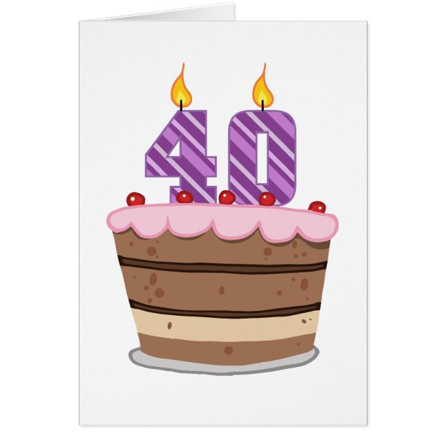 Age 40 on Birthday Cake (Front)