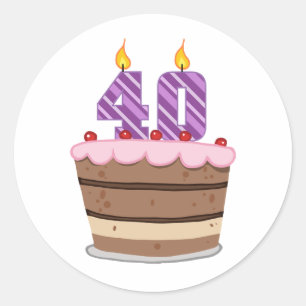 Age 40 on Birthday Cake Classic Round Sticker