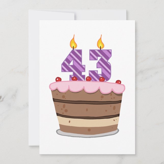 Age 43 on Birthday Cake Card (Front)