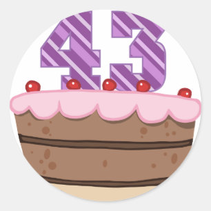Age 43 on Birthday Cake Classic Round Sticker