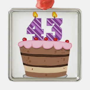 Age 43 on Birthday Cake Metal Ornament