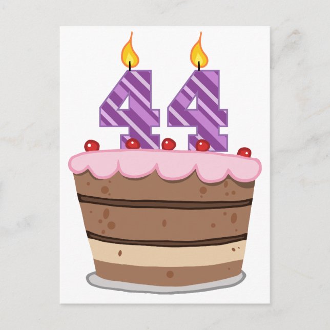 Age 44 on Birthday Cake Postcard (Front)