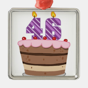 Age 46 on Birthday Cake Metal Ornament