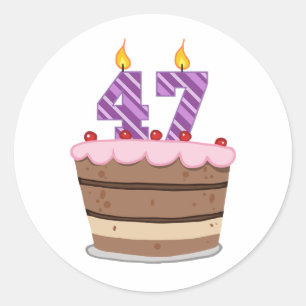 Age 47 on Birthday Cake Classic Round Sticker