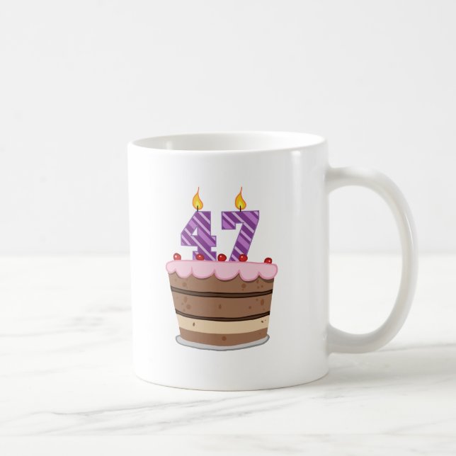 Age 47 on Birthday Cake Coffee Mug (Right)