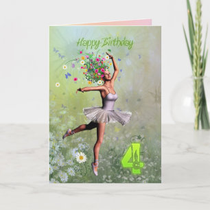 Age 4, flower fairy birthday card