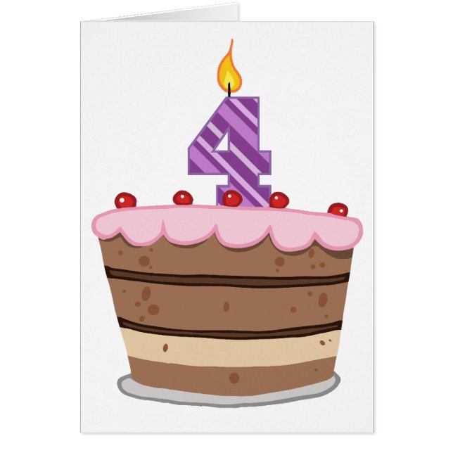 Âge 4 sur le gâteau d'anniversaire (Devant)