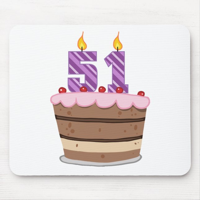 Age 51 on Birthday Cake Mouse Pad (Front)