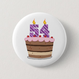 Age 54 on Birthday Cake 2 Inch Round Button