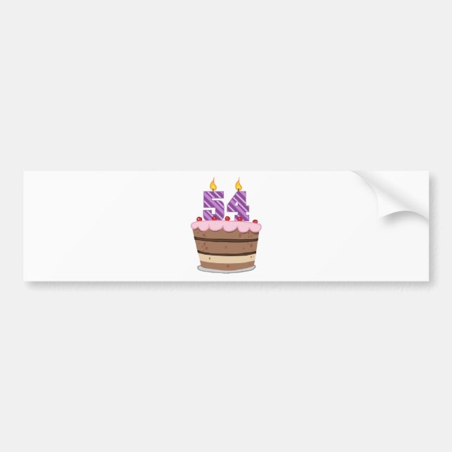 Age 54 on Birthday Cake Bumper Sticker (Front)