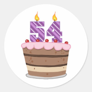 Age 54 on Birthday Cake Classic Round Sticker