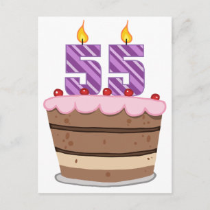 Age 55 on Birthday Cake Postcard